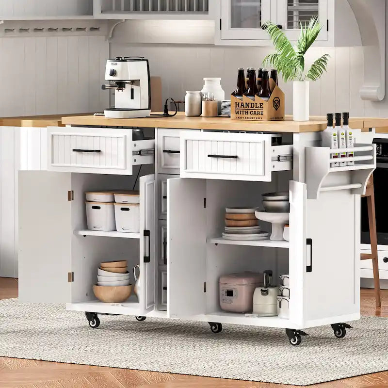 Îlot de cuisine de 56,5 po avec abattant et station de recharge