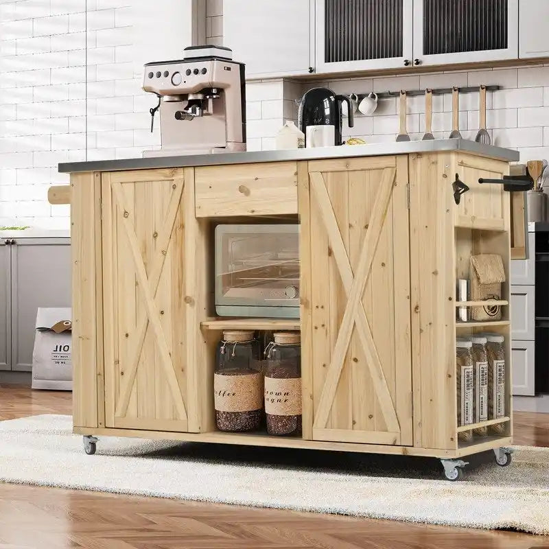 52,25 îlots de cuisine extérieure avec plateau en acier inoxydable, grand espace de rangement