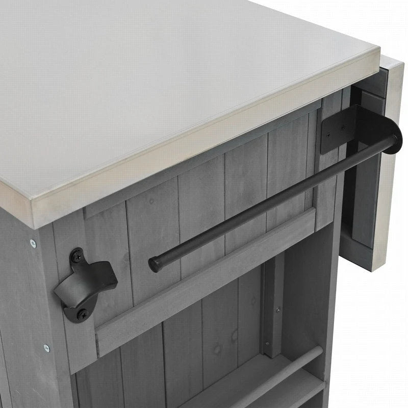 52,25 îlots de cuisine extérieure avec plateau en acier inoxydable, grand espace de rangement
