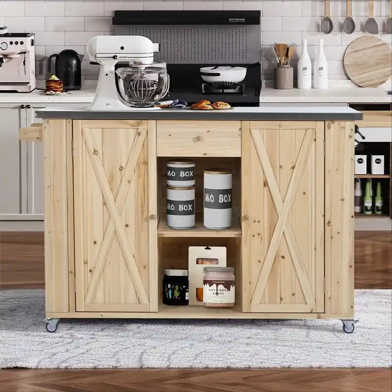 52,25 îlots de cuisine extérieure avec plateau en acier inoxydable, grand espace de rangement