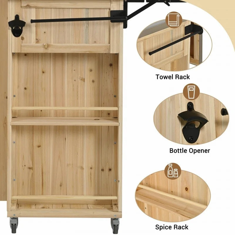 52,25 îlots de cuisine extérieure avec plateau en acier inoxydable, grand espace de rangement