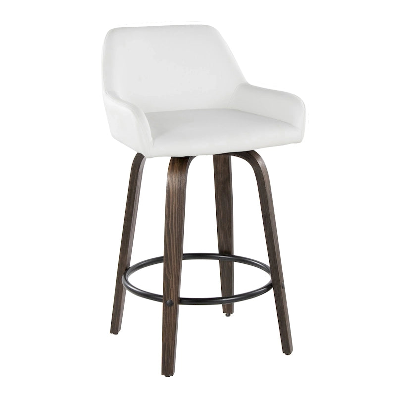 Tabouret de comptoir à hauteur fixe avec pieds en bois courbé et repose-pieds rond (lot de 2)