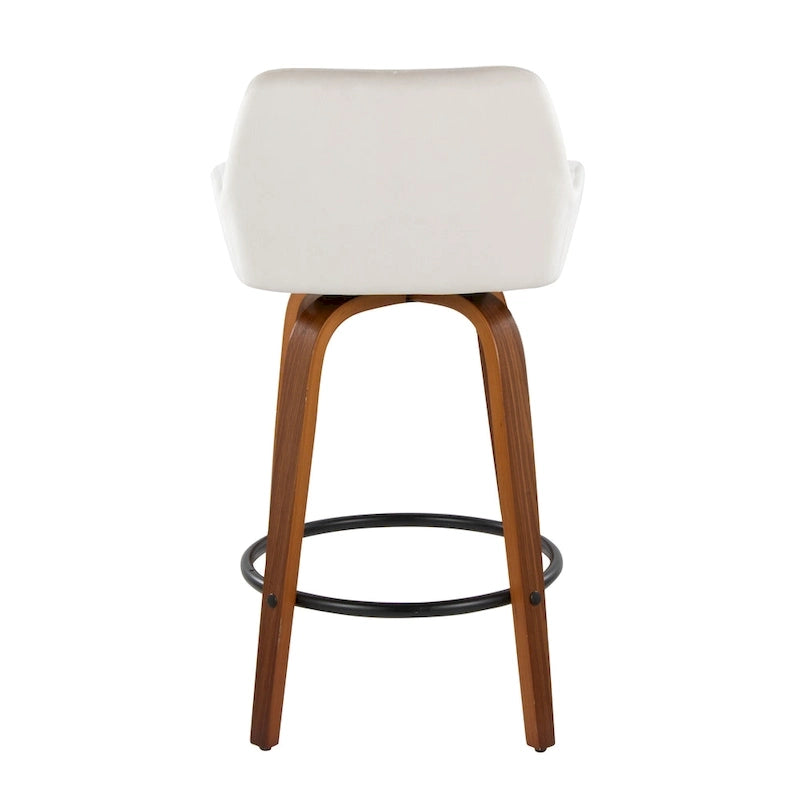 Tabouret de comptoir à hauteur fixe avec pieds en bois courbé et repose-pieds rond (lot de 2)