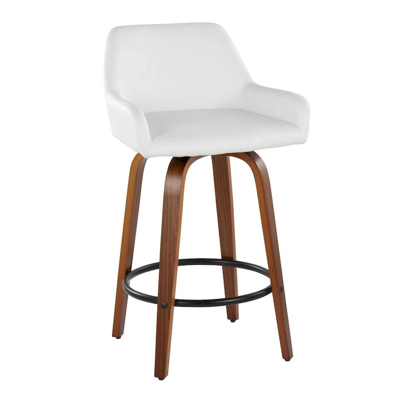 Tabouret de comptoir à hauteur fixe avec pieds en bois courbé et repose-pieds rond (lot de 2)