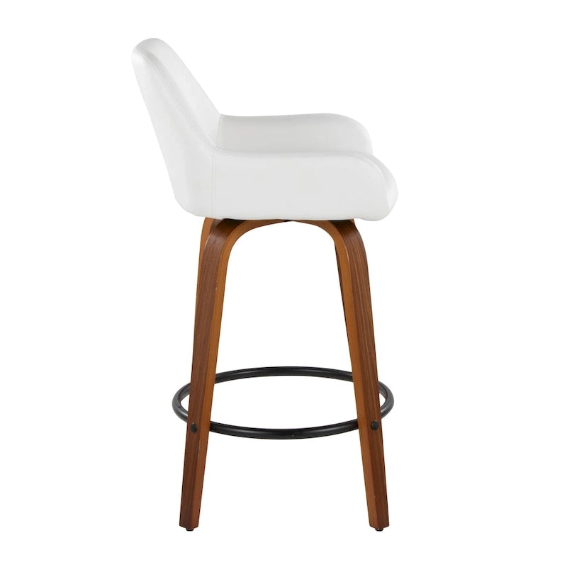 Tabouret de comptoir à hauteur fixe avec pieds en bois courbé et repose-pieds rond (lot de 2)