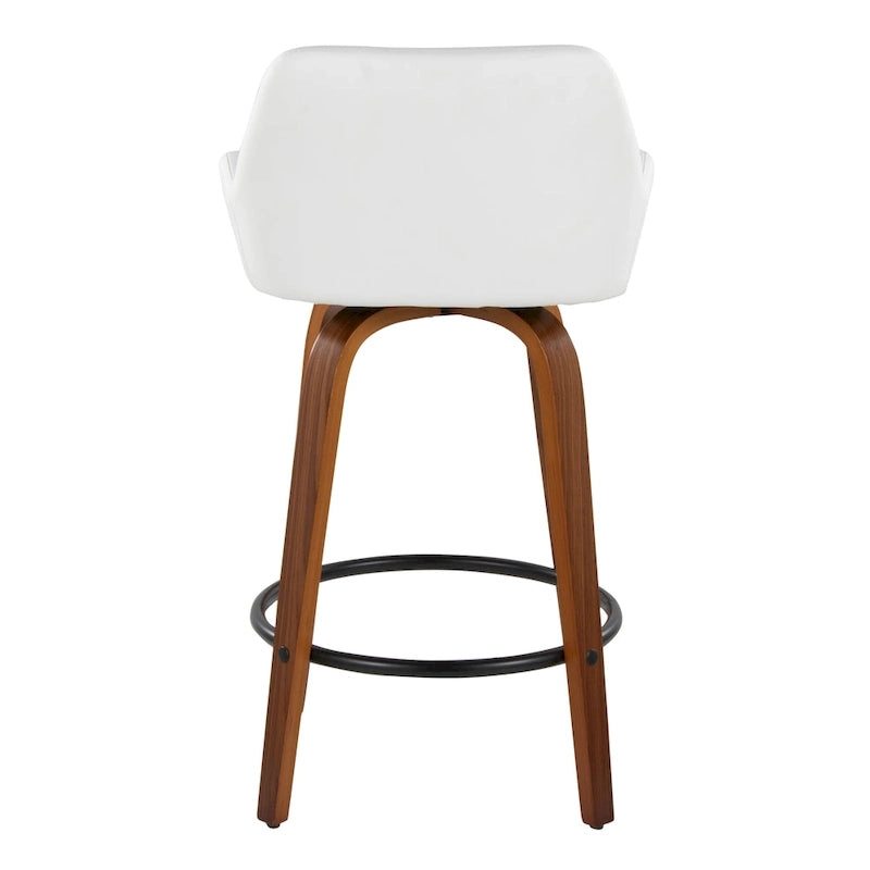 Tabouret de comptoir à hauteur fixe avec pieds en bois courbé et repose-pieds rond (lot de 2)