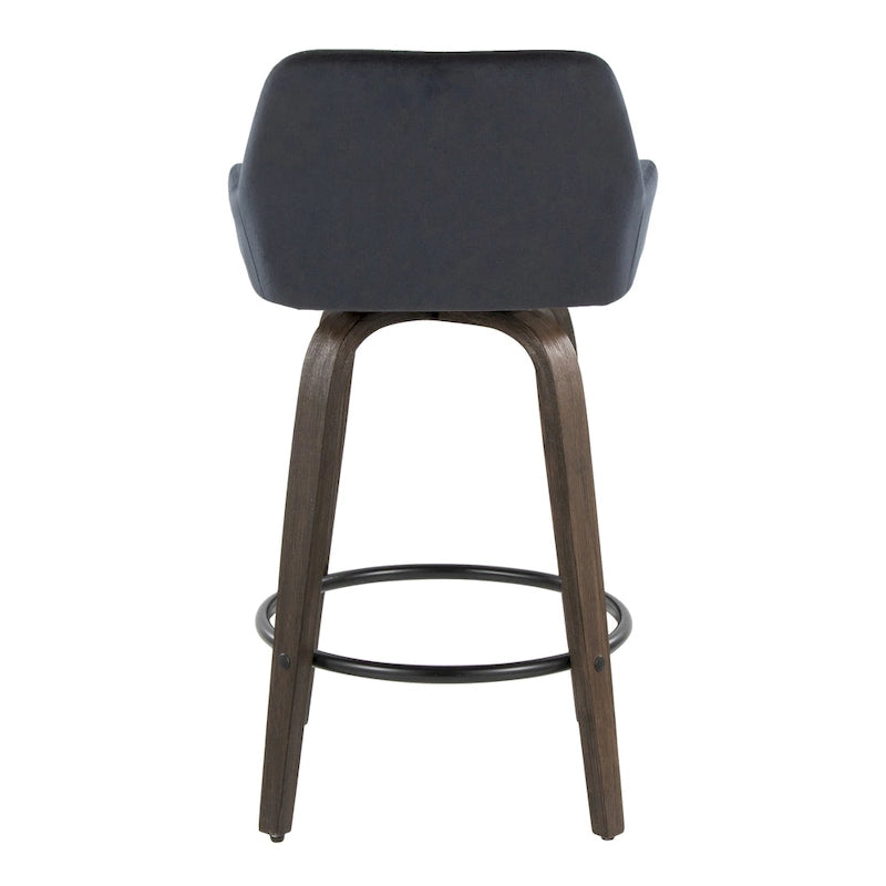 Tabouret de comptoir à hauteur fixe avec pieds en bois courbé et repose-pieds rond (lot de 2)