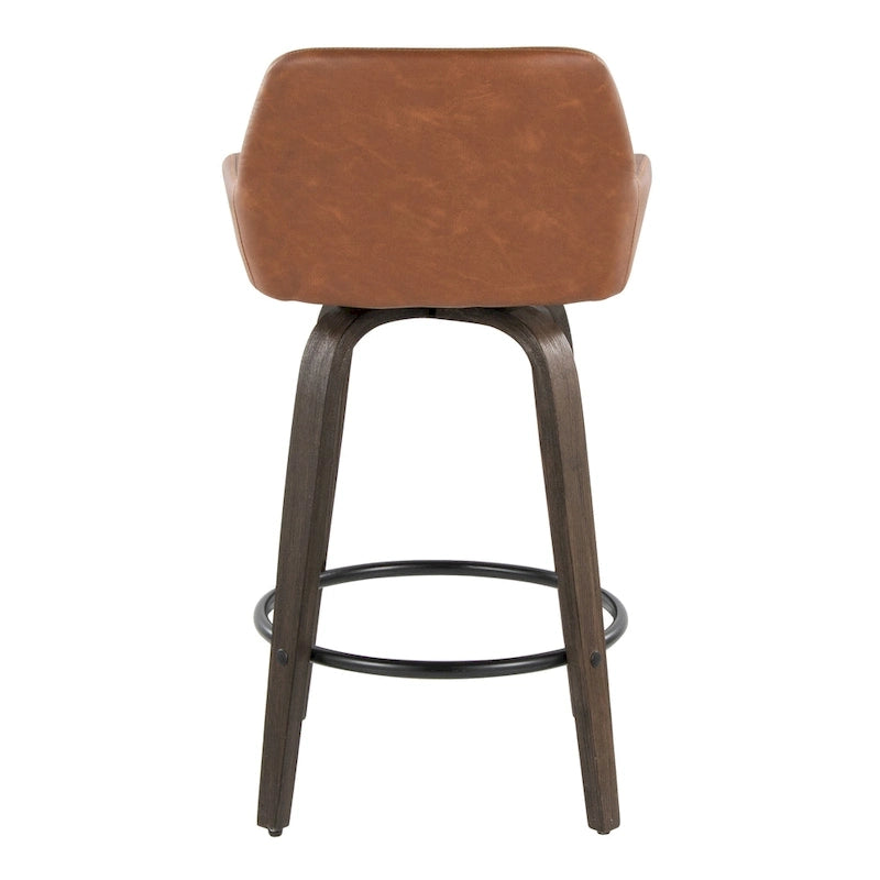 Tabouret de comptoir à hauteur fixe avec pieds en bois courbé et repose-pieds rond (lot de 2)