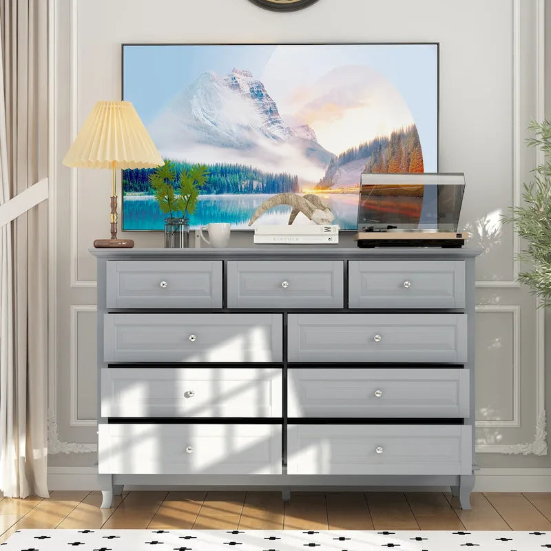 Commode à 9 tiroirs : Commode spacieuse au design épuré, laquée