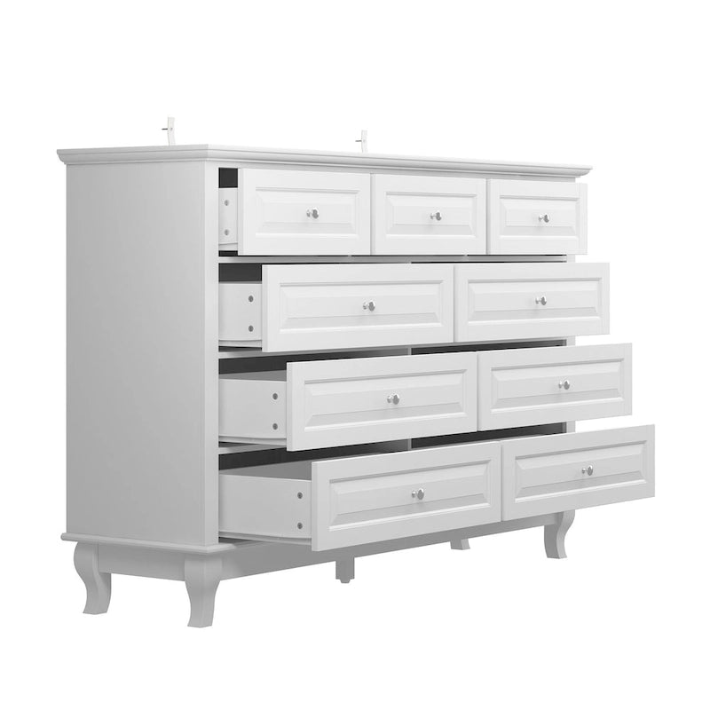 Commode à 9 tiroirs : Commode spacieuse au design épuré, laquée
