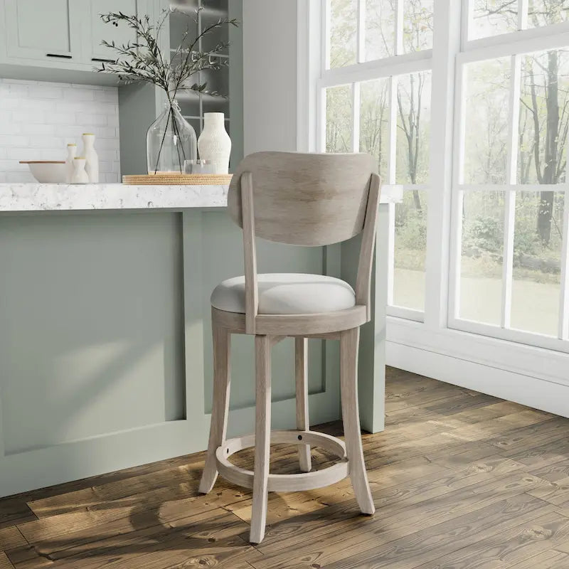 Tabouret de comptoir pivotant en bois rembourré