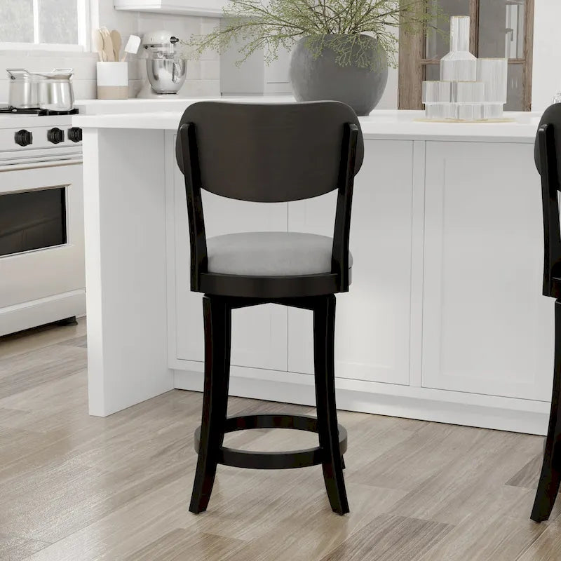 Tabouret de comptoir pivotant en bois rembourré
