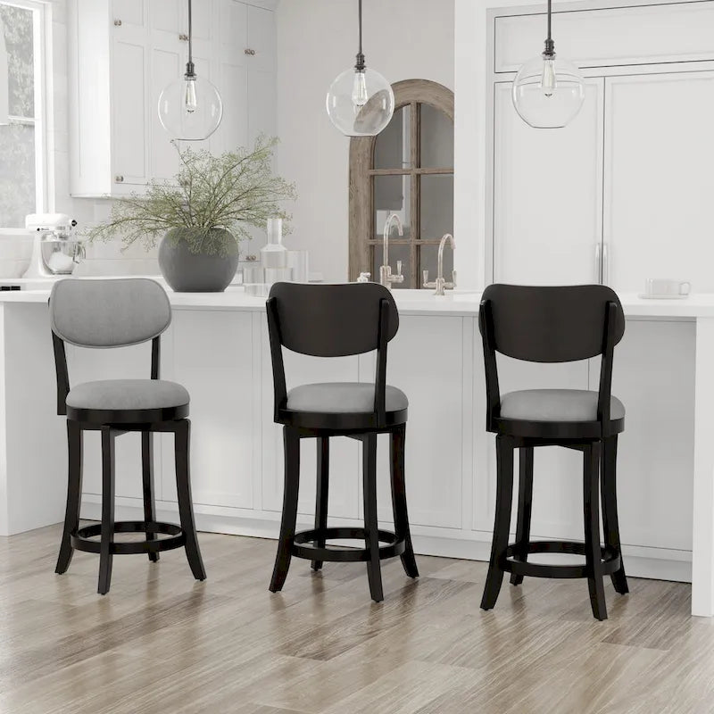 Tabouret de comptoir pivotant en bois rembourré