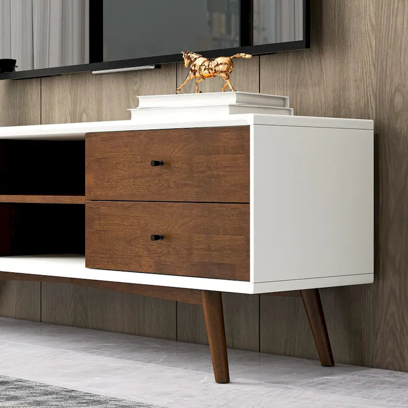Meuble TV blanc du milieu du siècle, au design inédit