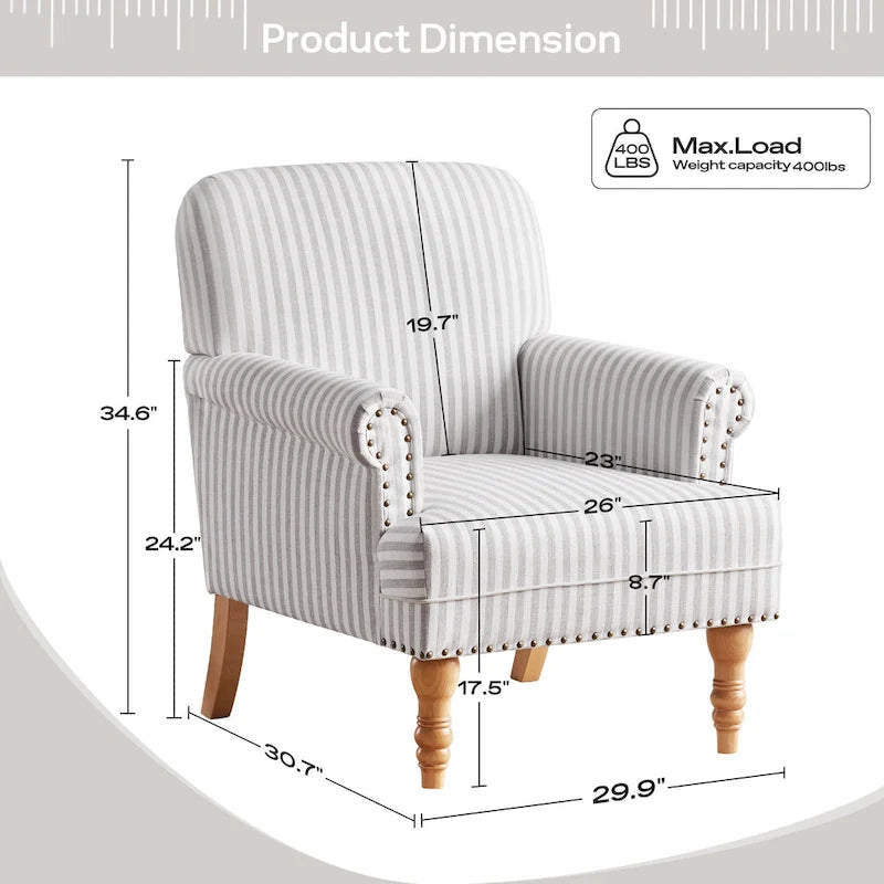 Fauteuil d'appoint rembourré en lin avec pieds pour salon
