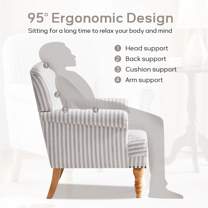 Fauteuil d'appoint rembourré en lin avec pieds pour salon