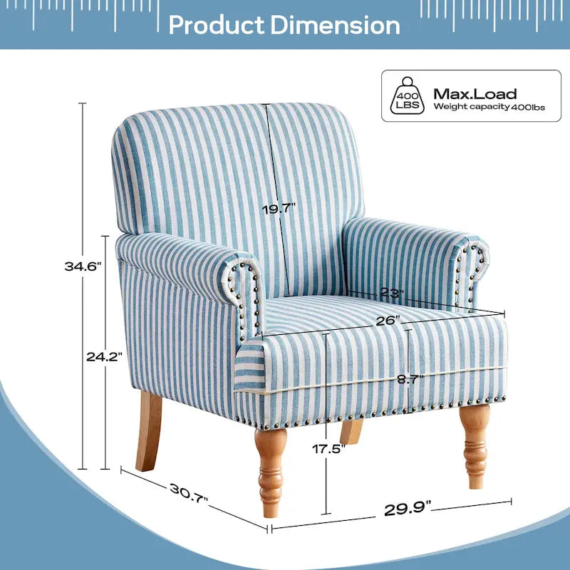 Fauteuil d'appoint rembourré en lin avec pieds pour salon
