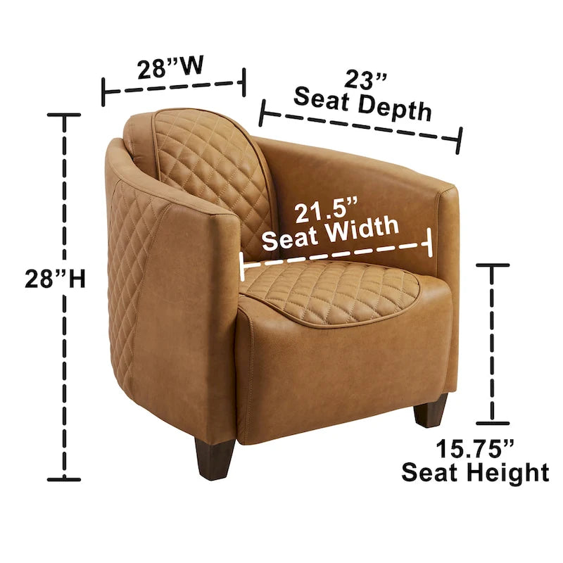Fauteuil d'appoint industriel rétro en cuir pleine fleur et aluminium