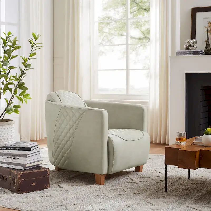 Fauteuil d'appoint industriel rétro en cuir pleine fleur et aluminium