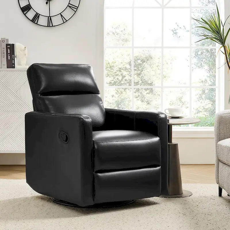 Fauteuil inclinable pivotant et à bascule en cuir véritable