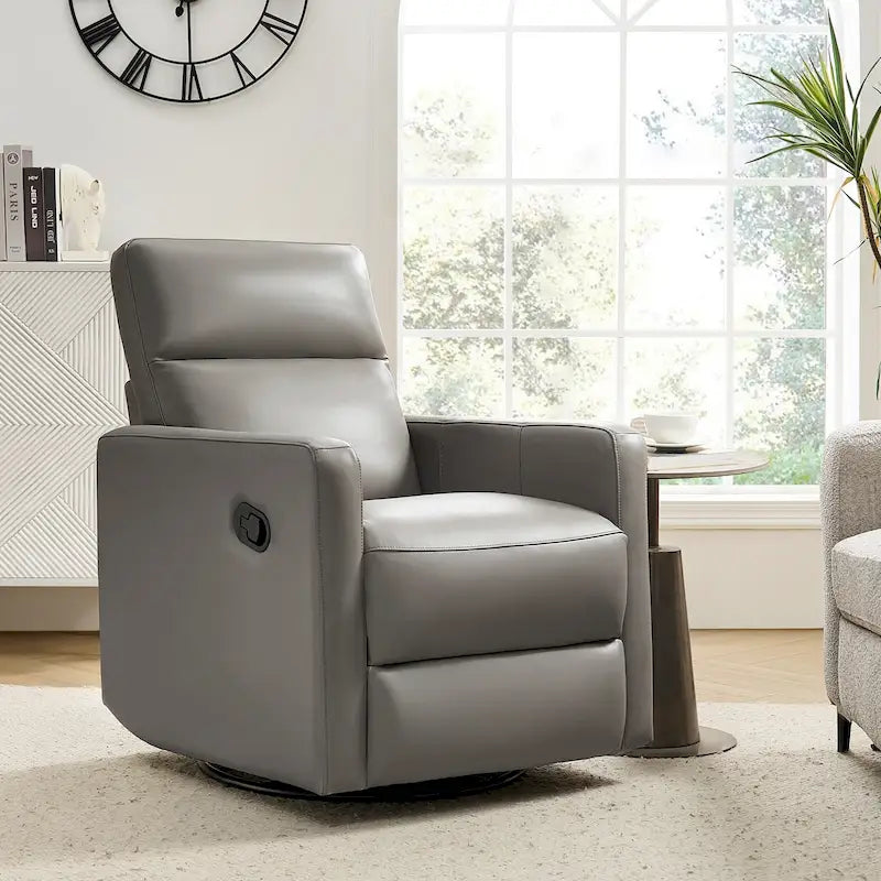 Fauteuil inclinable pivotant et à bascule en cuir véritable