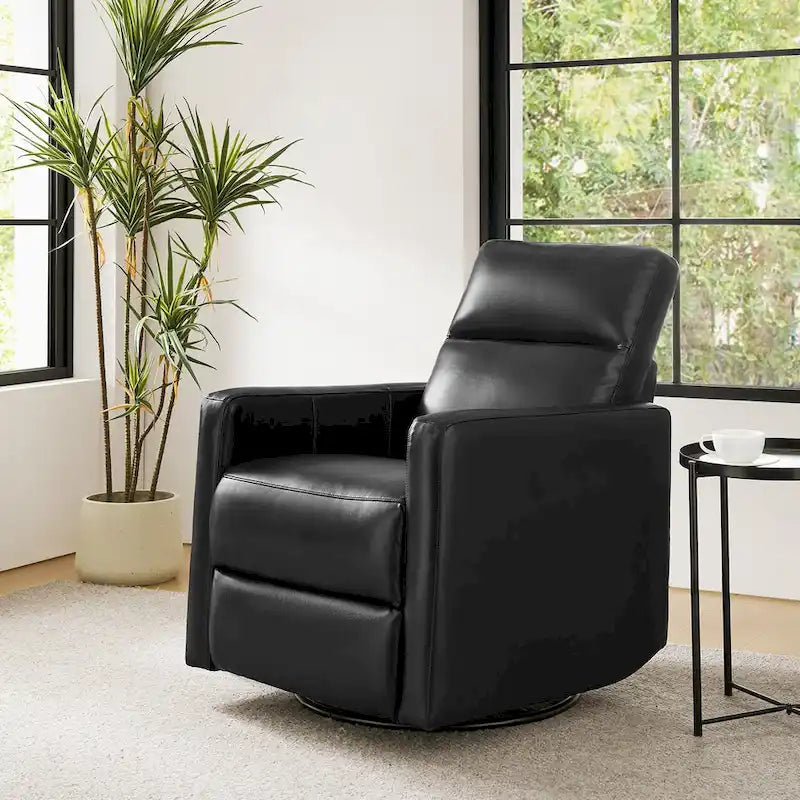 Fauteuil inclinable pivotant et à bascule en cuir véritable