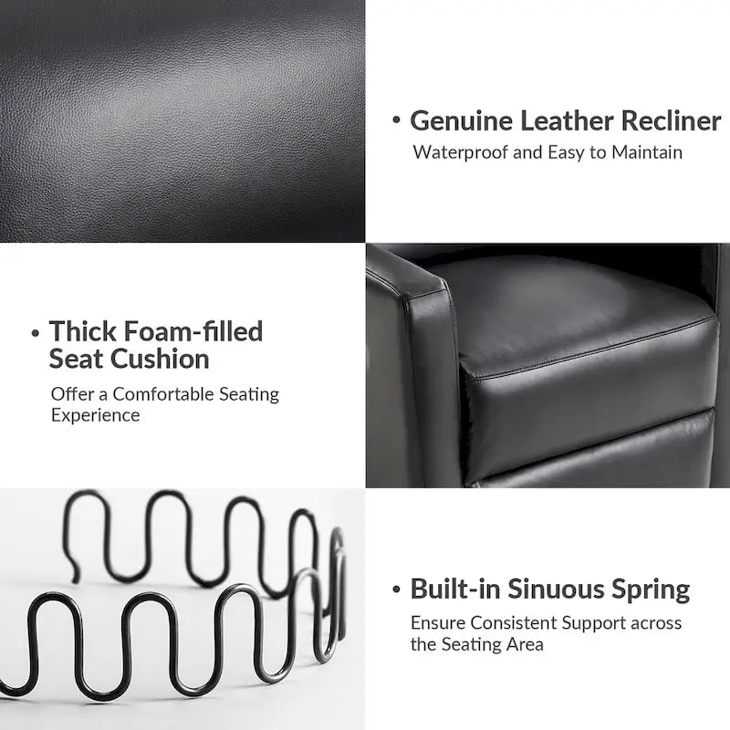 Fauteuil inclinable pivotant et à bascule en cuir véritable