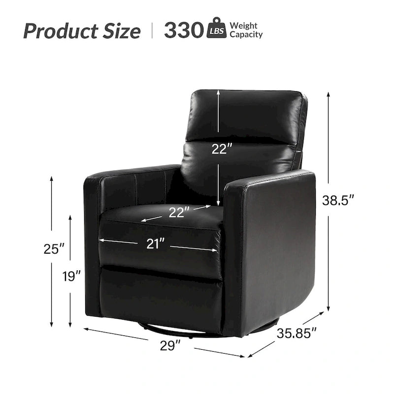 Fauteuil inclinable pivotant et à bascule en cuir véritable