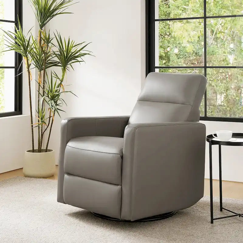 Fauteuil inclinable pivotant et à bascule en cuir véritable