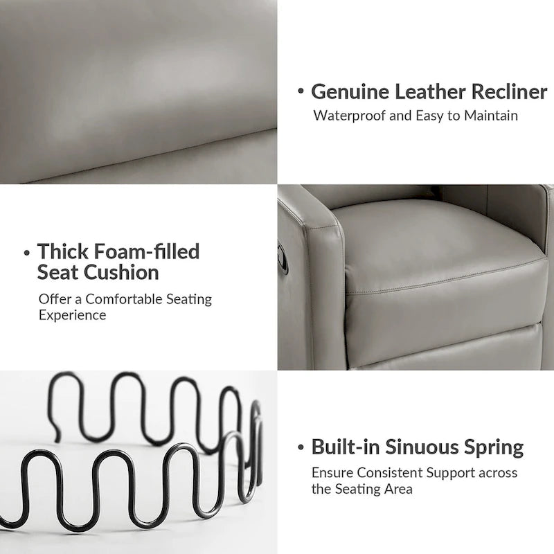 Fauteuil inclinable pivotant et à bascule en cuir véritable
