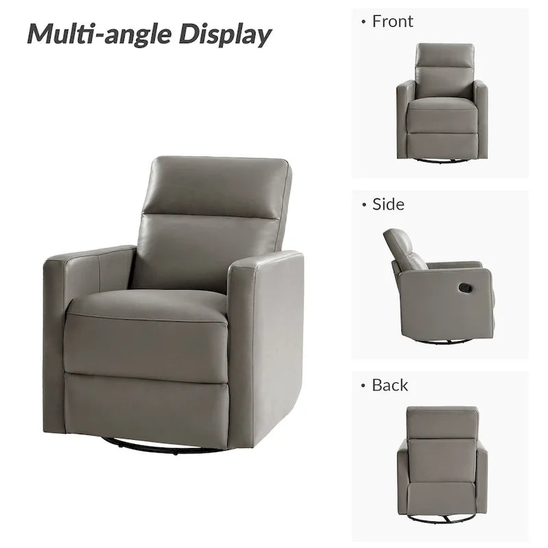 Fauteuil inclinable pivotant et à bascule en cuir véritable