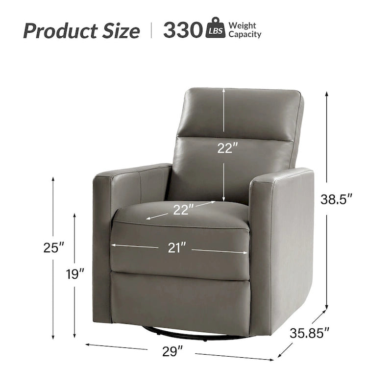 Fauteuil inclinable pivotant et à bascule en cuir véritable