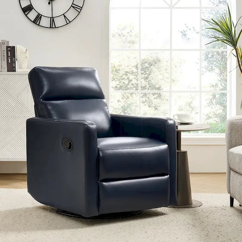 Fauteuil inclinable pivotant et à bascule en cuir véritable