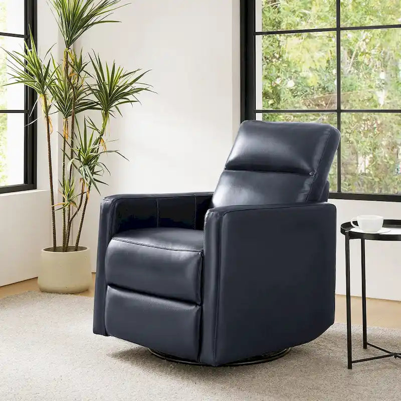 Fauteuil inclinable pivotant et à bascule en cuir véritable