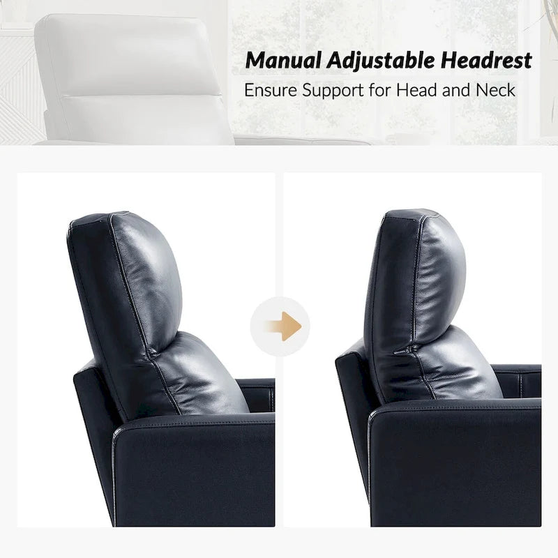 Fauteuil inclinable pivotant et à bascule en cuir véritable