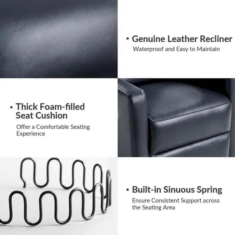 Fauteuil inclinable pivotant et à bascule en cuir véritable