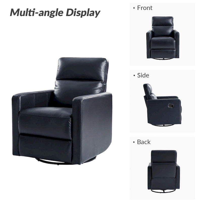 Fauteuil inclinable pivotant et à bascule en cuir véritable