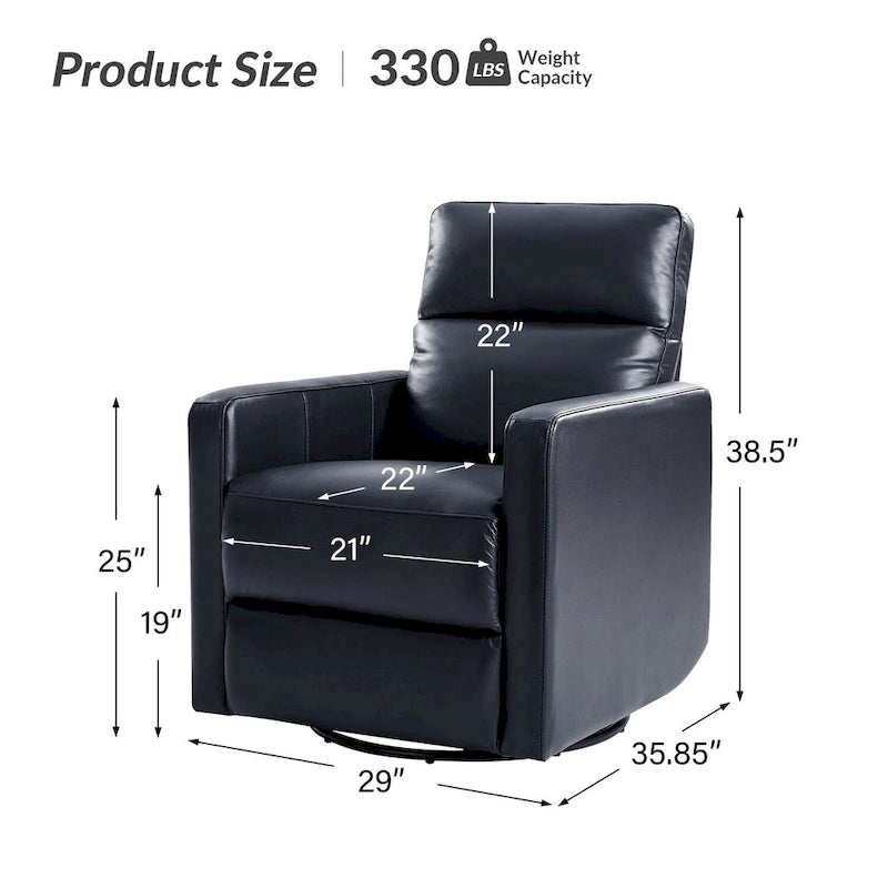 Fauteuil inclinable pivotant et à bascule en cuir véritable