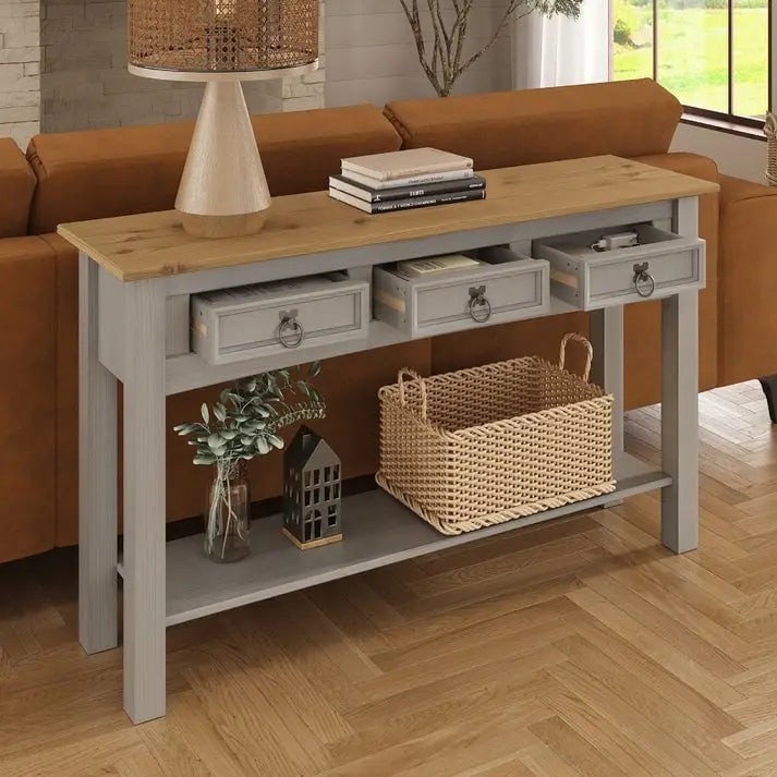 Console de table en bois Wood Hall 3 tiroirs