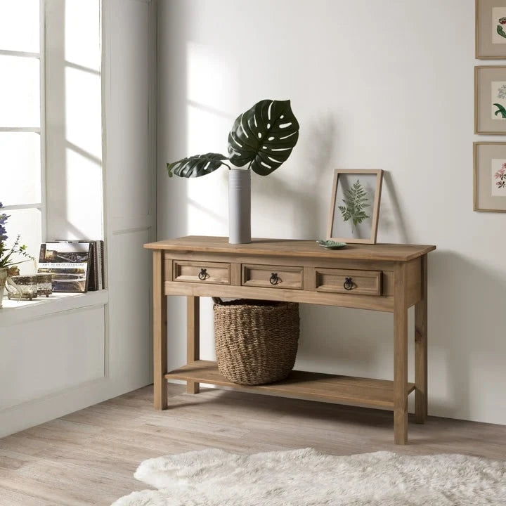 Console de table en bois Wood Hall 3 tiroirs