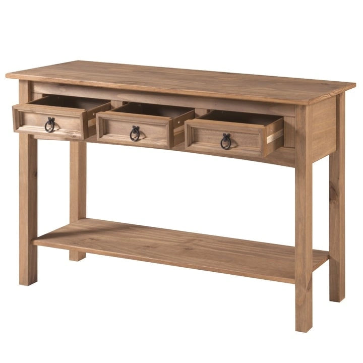 Console de table en bois Wood Hall 3 tiroirs