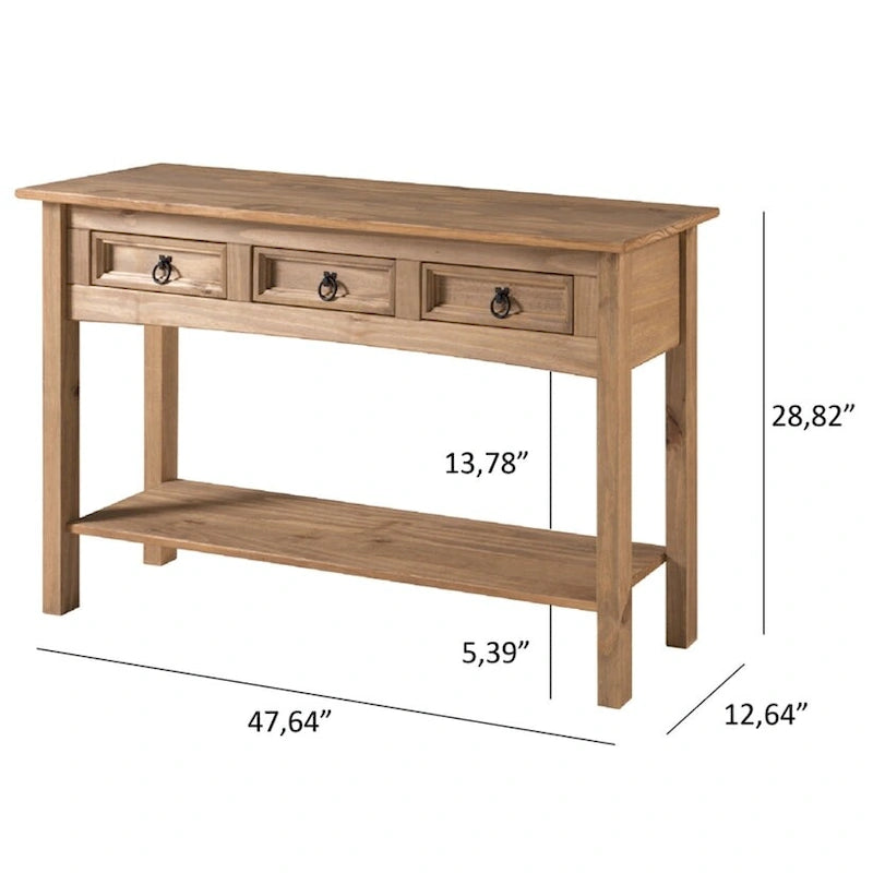 Console de table en bois Wood Hall 3 tiroirs