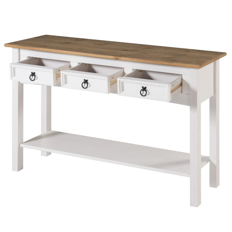 Console de table en bois Wood Hall 3 tiroirs