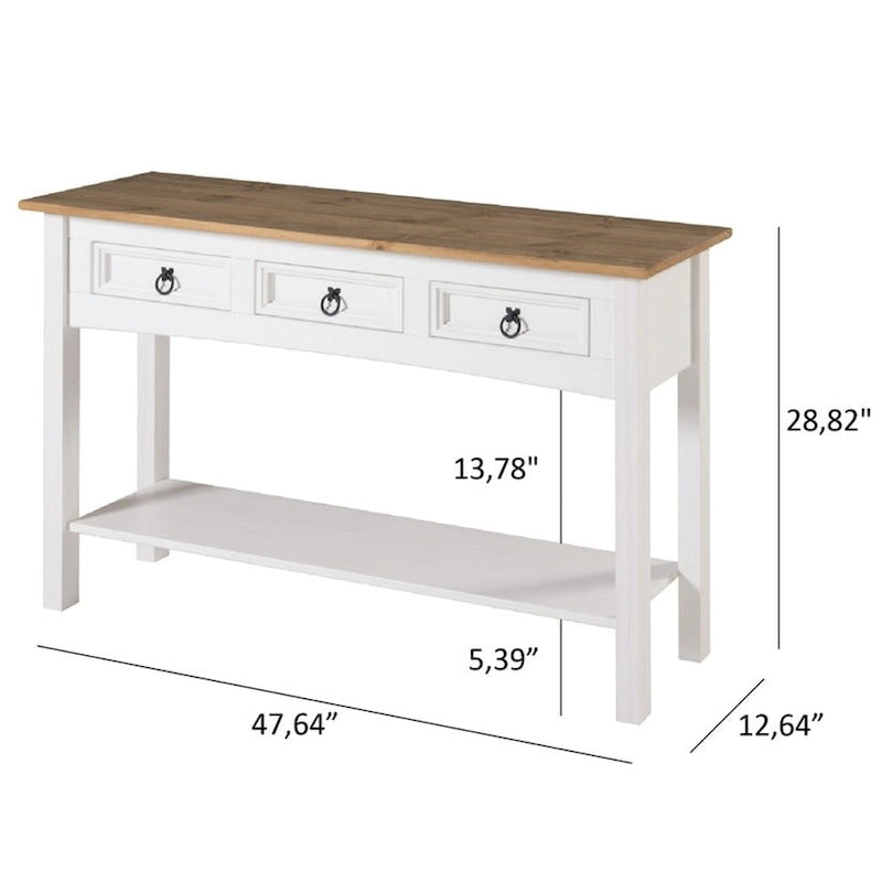 Console de table en bois Wood Hall 3 tiroirs