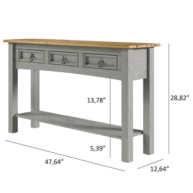 Console de table en bois Wood Hall 3 tiroirs