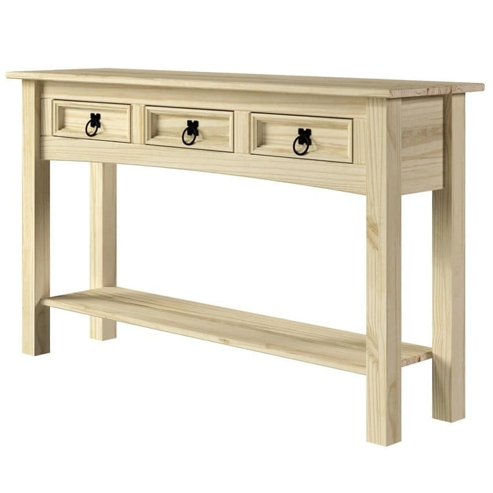 Console de table en bois Wood Hall 3 tiroirs