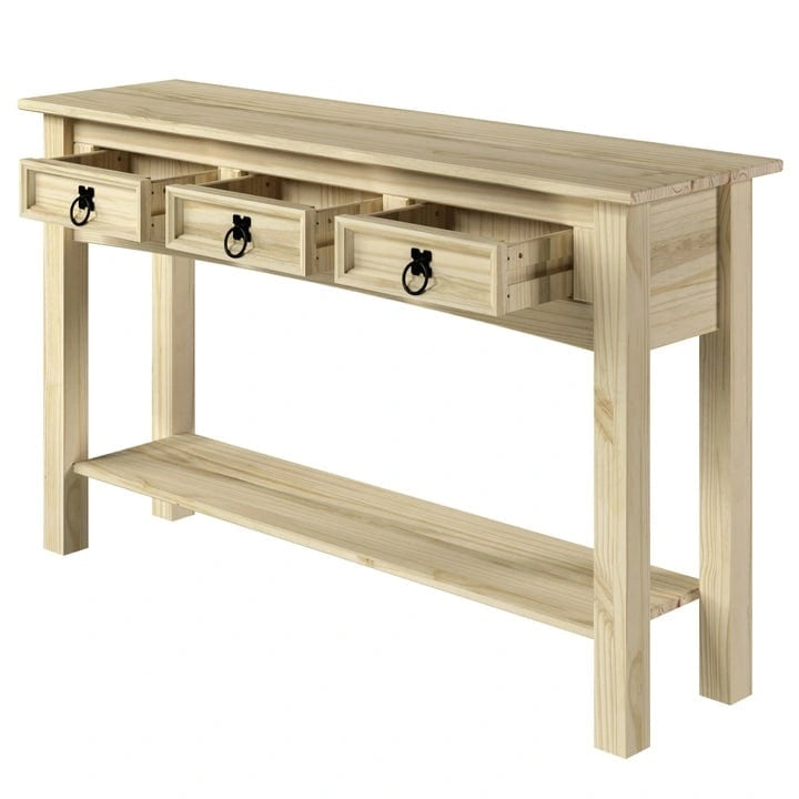 Console de table en bois Wood Hall 3 tiroirs