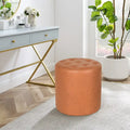 Pouf rond capitonné en similicuir pour repose-pieds