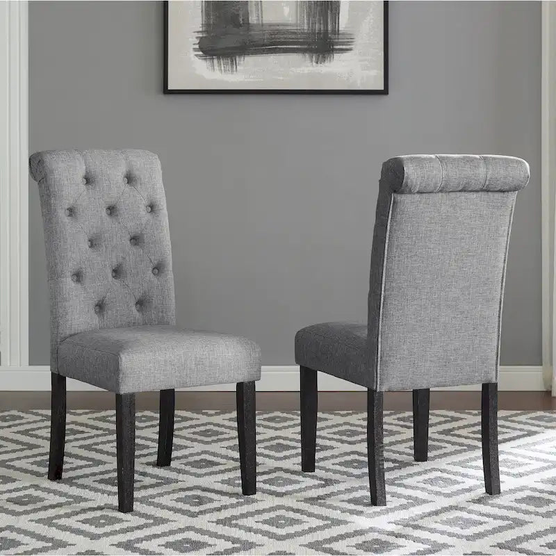 Chaise de salle à manger capitonnée en bois massif (lot de 2)