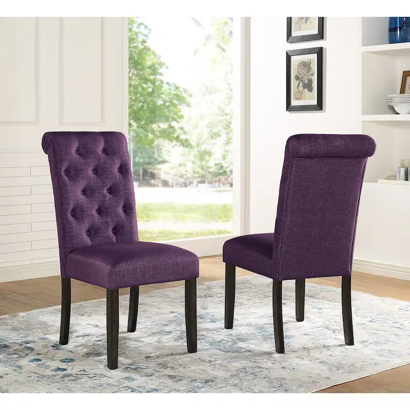 Chaise de salle à manger capitonnée en bois massif (lot de 2)